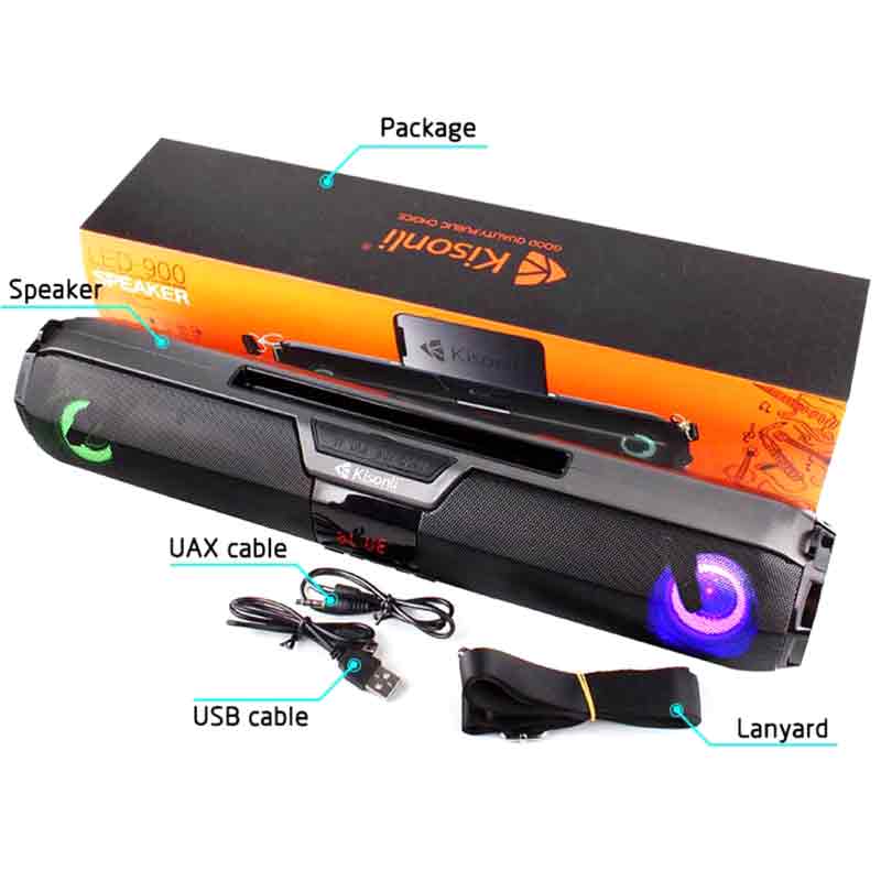 Kisonli Soundbar Bluetooth Speaker Sound Bar Type LED-900 TWS